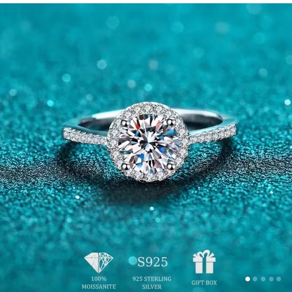 Moissanite Jewelry - 💍💎New Moisannite 1 Carat Diamond Halo Silver Ring Size 7